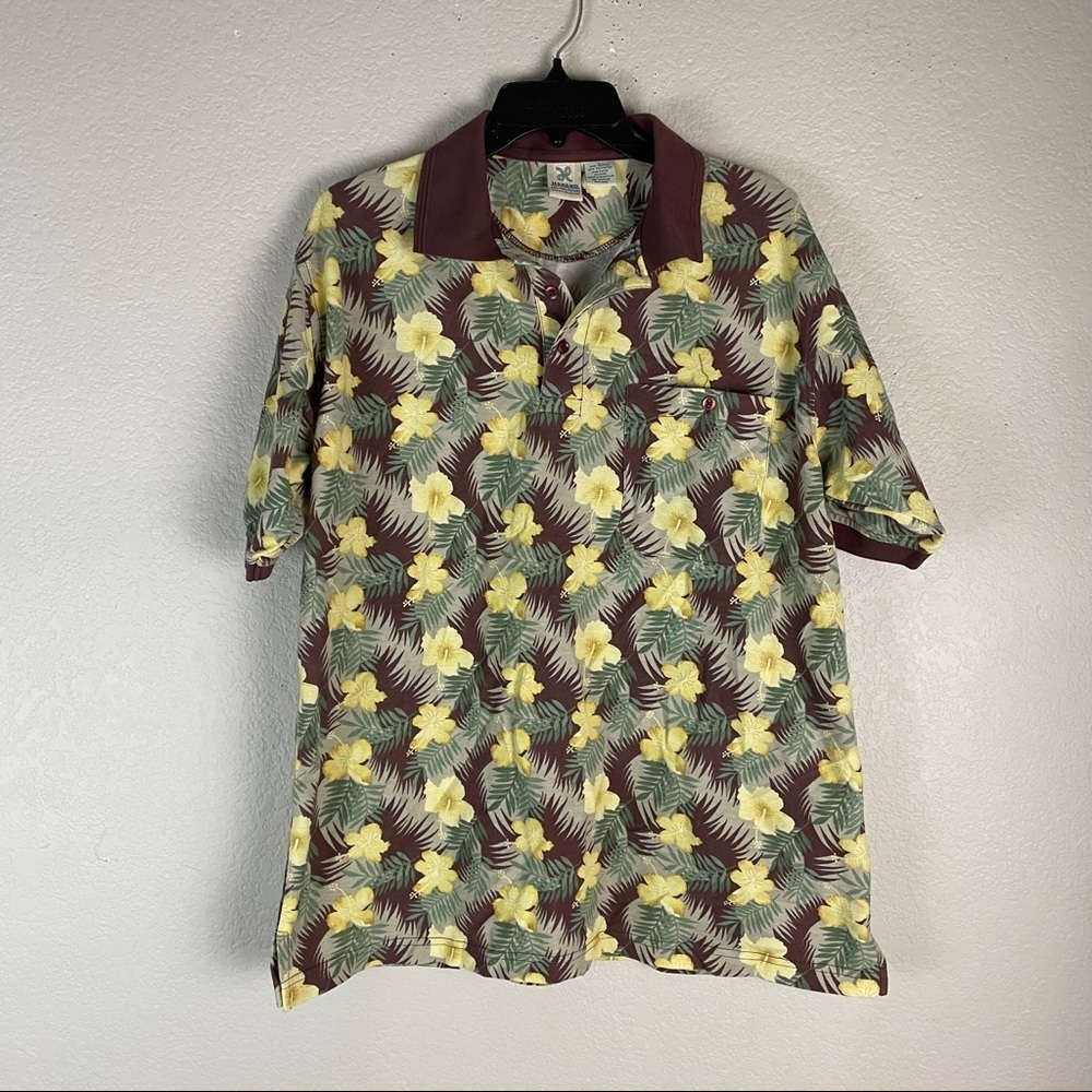 Haband Floral Polo Shirt Size Large